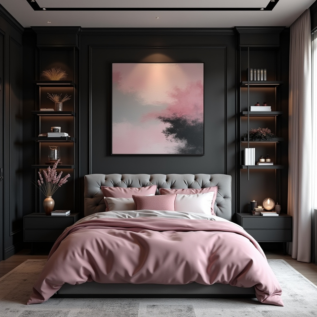black pink and grey bedroom ideas 8