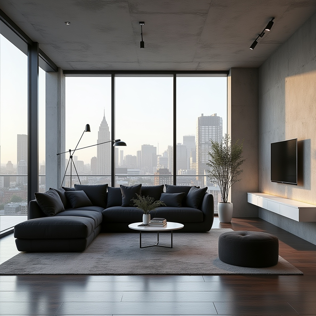 black sectional living room ideas 12