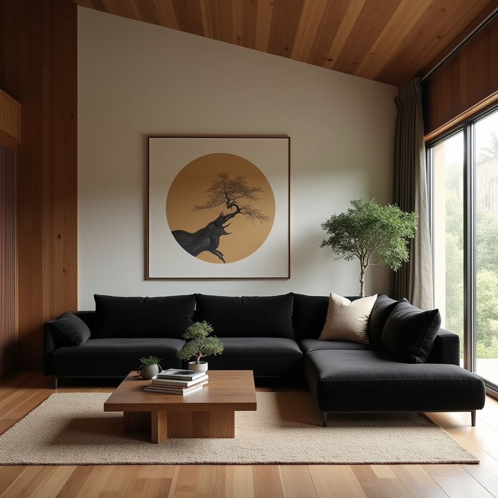 black sectional living room ideas 23