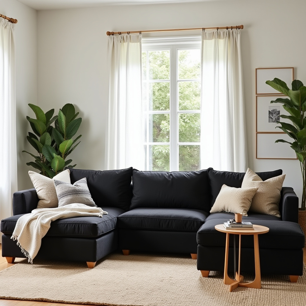 black sectional living room ideas 35