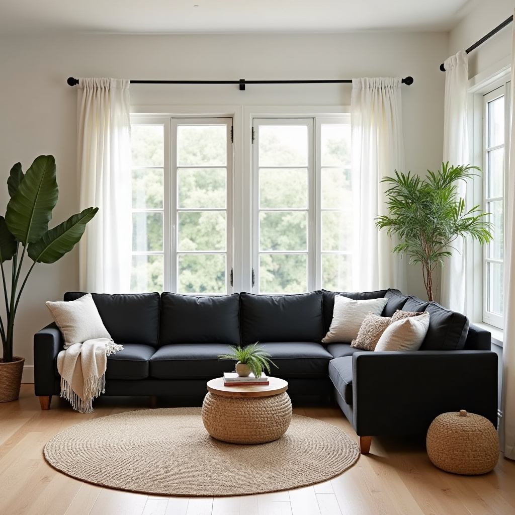 black sectional living room ideas 36