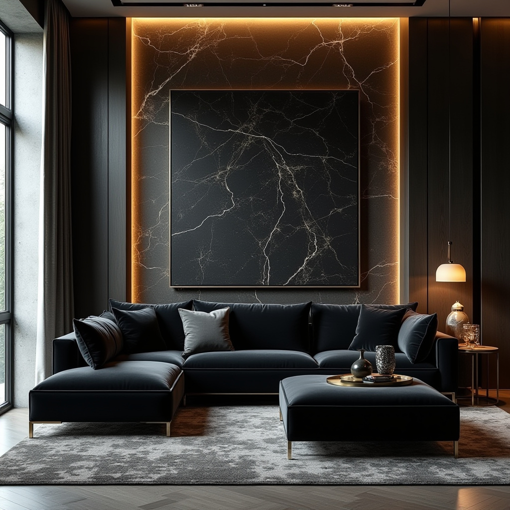 black sectional living room ideas 38