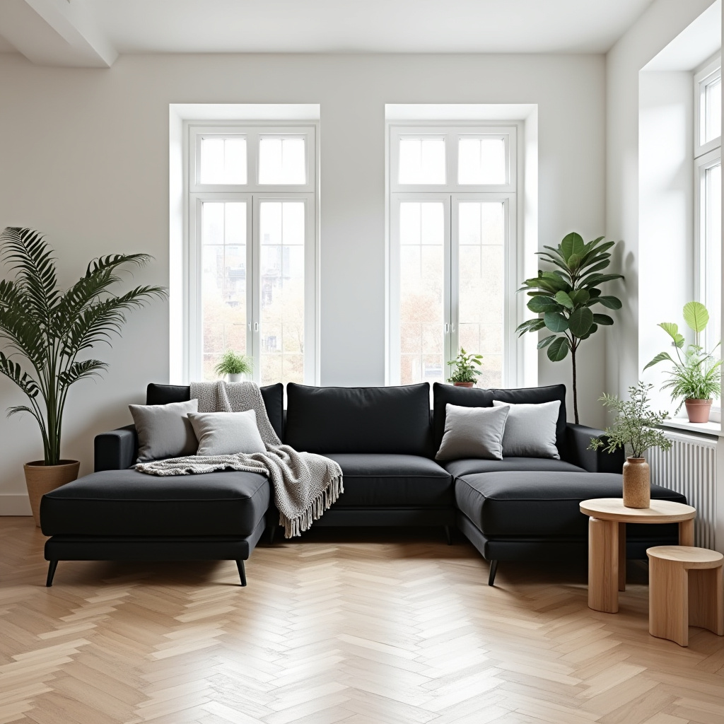 black sectional living room ideas 6