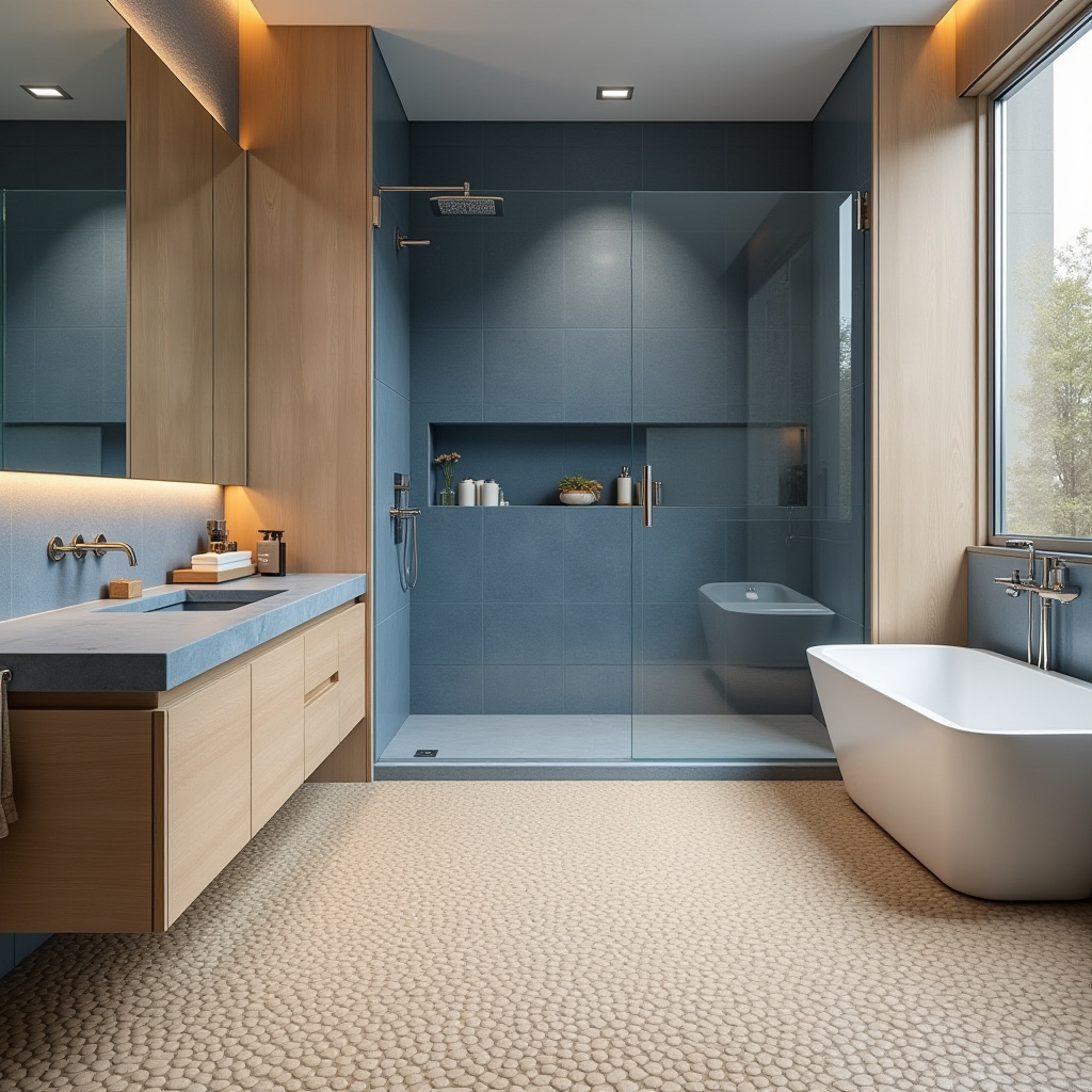 blue and beige bathroom 15