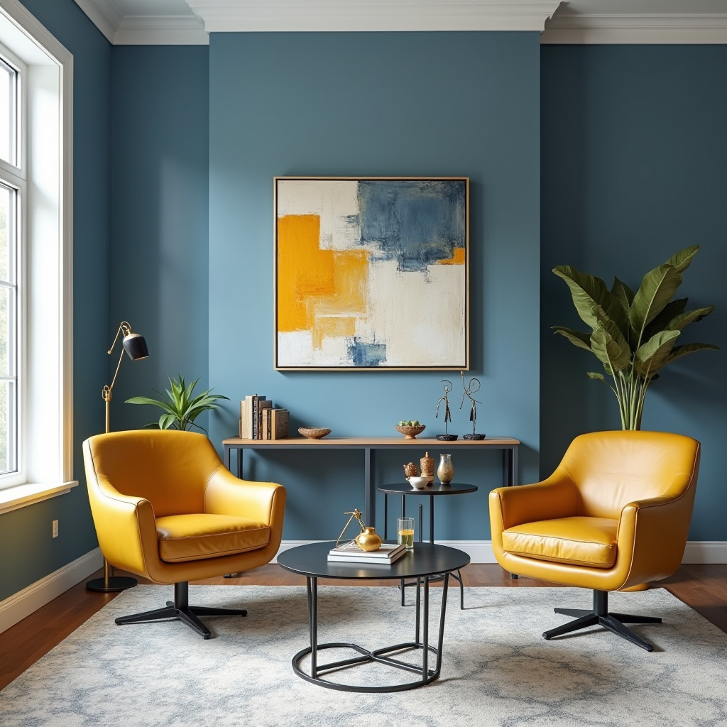 blue and mustard living room 15