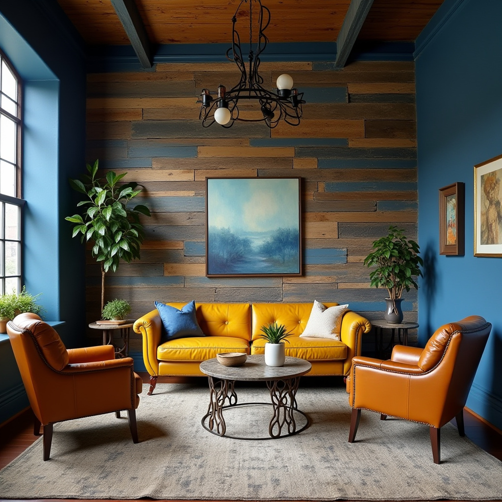 blue and mustard living room 17