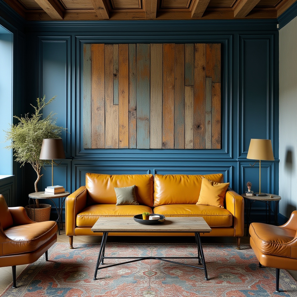 blue and mustard living room 18