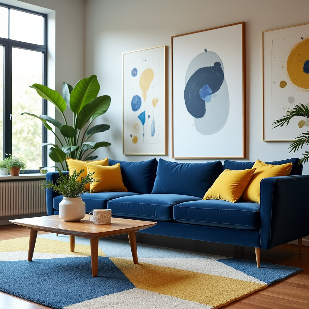 blue and mustard living room 2