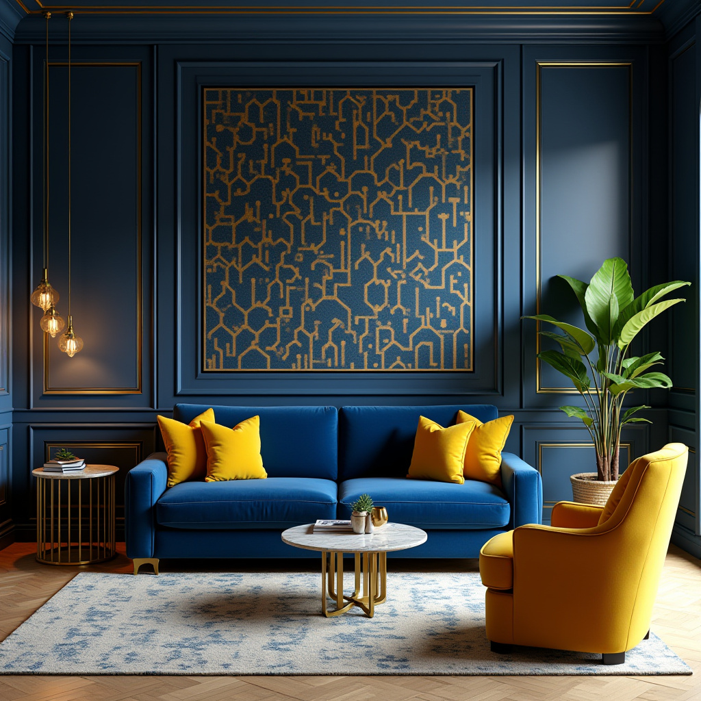 blue and mustard living room 20