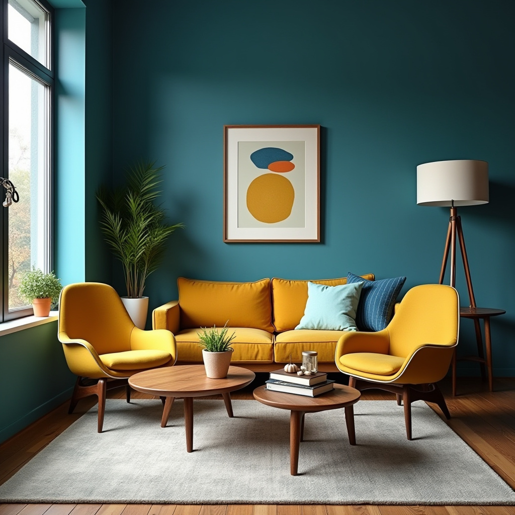 blue and mustard living room 22