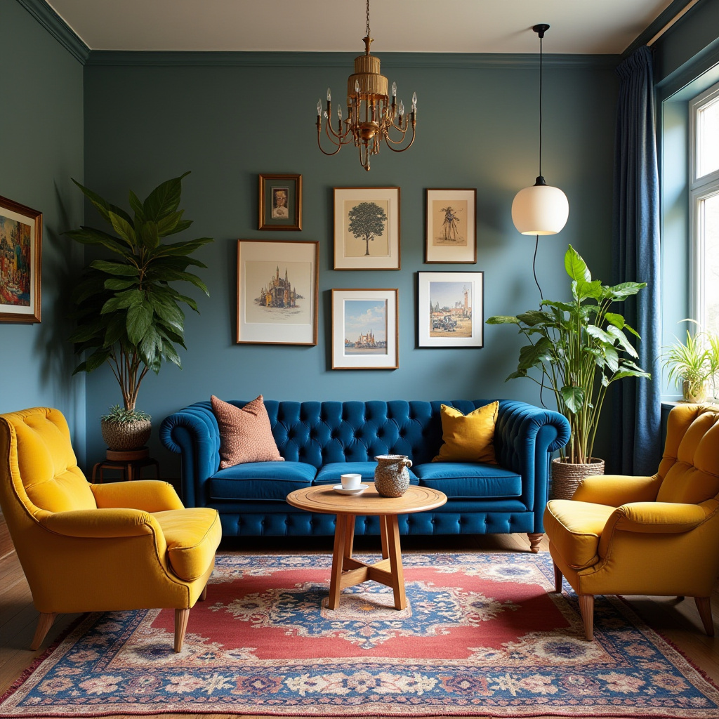 blue and mustard living room 24