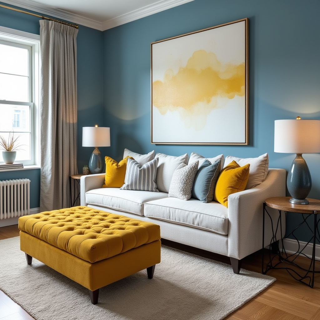 blue and mustard living room 26