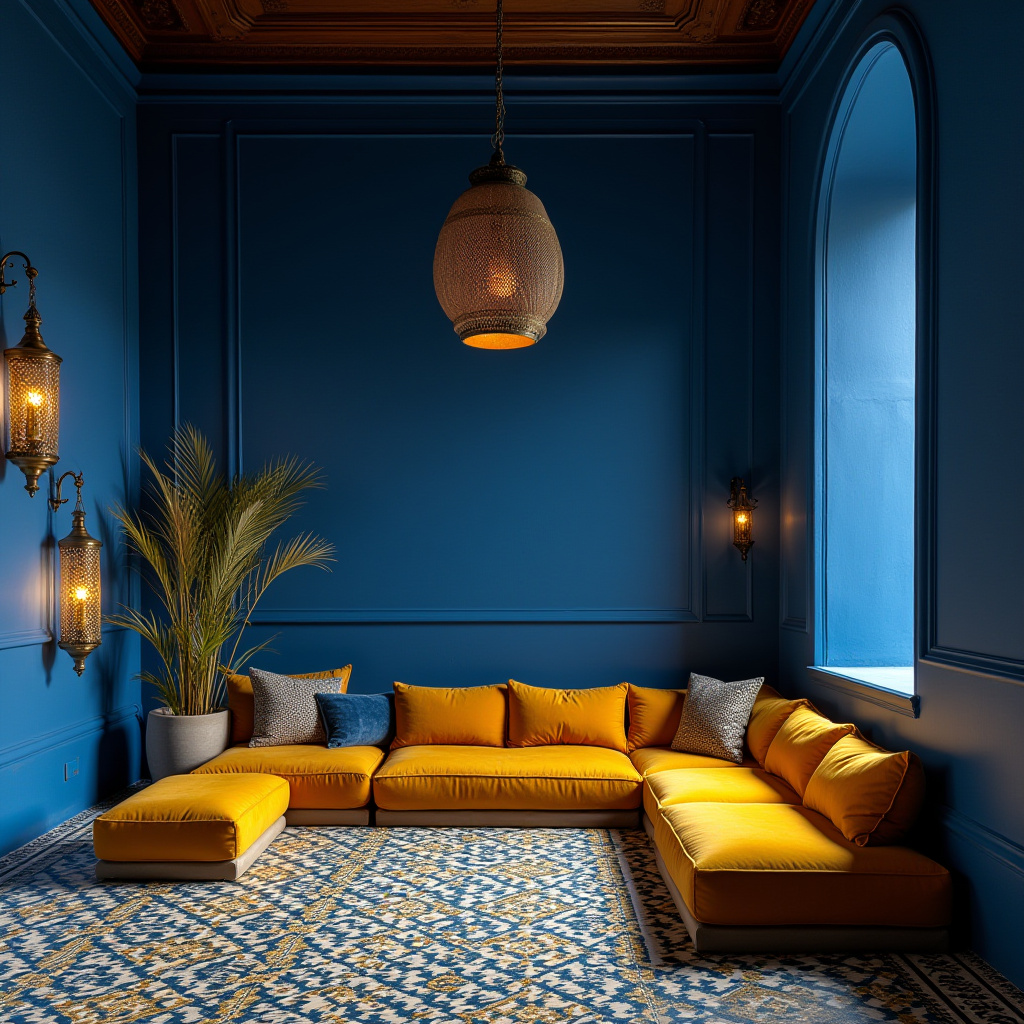 blue and mustard living room 30