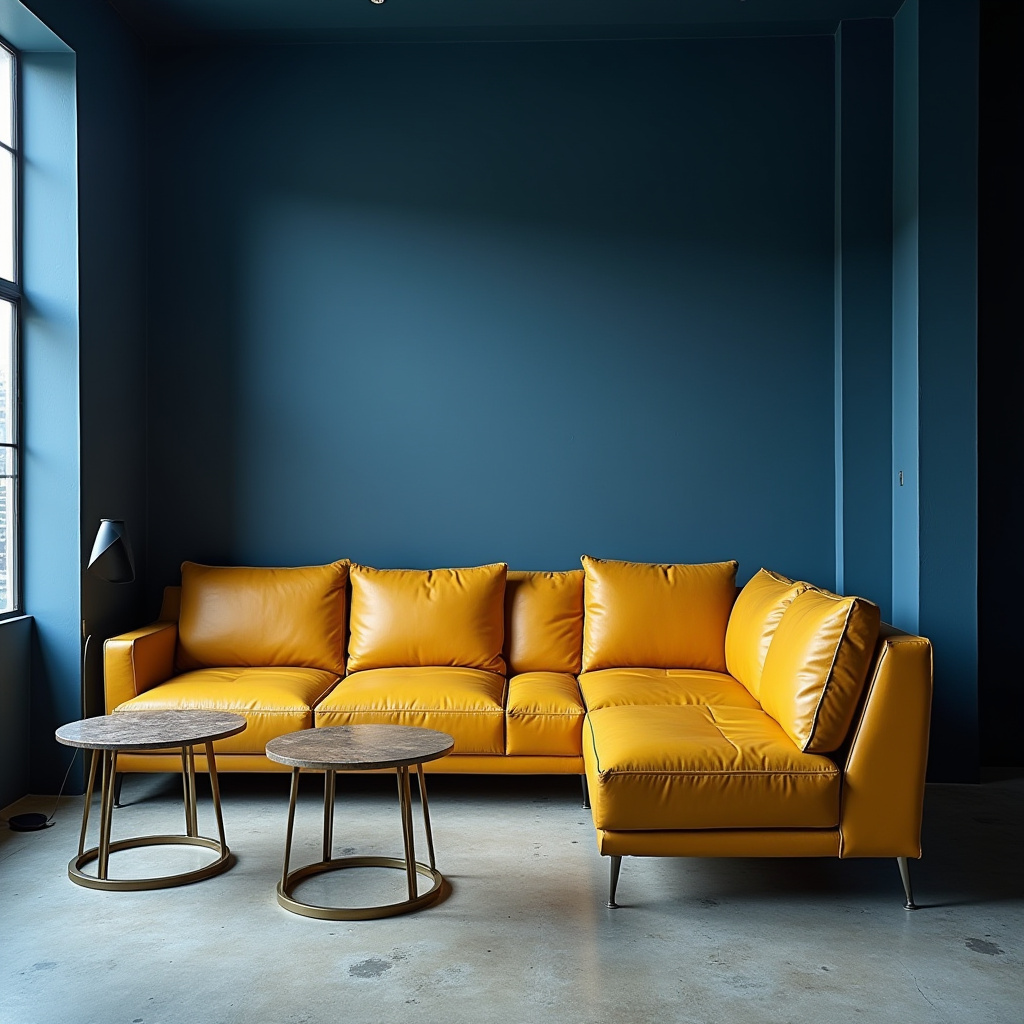 blue and mustard living room 34