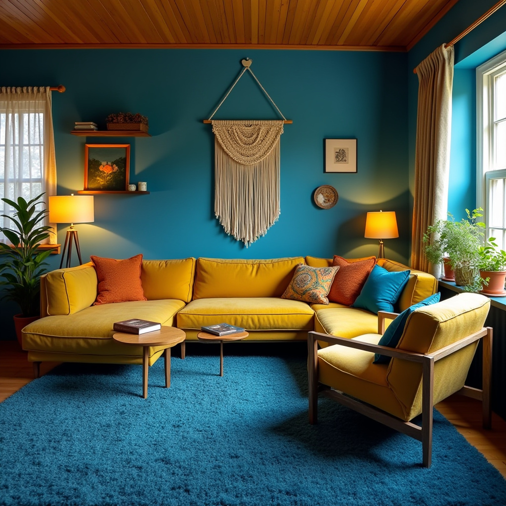 blue and mustard living room 40