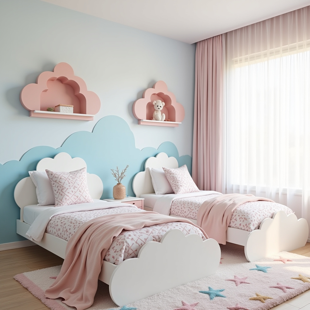 blue and pink bedroom for kids 1