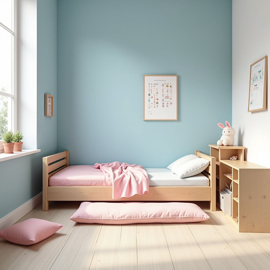 blue and pink bedroom for kids 13