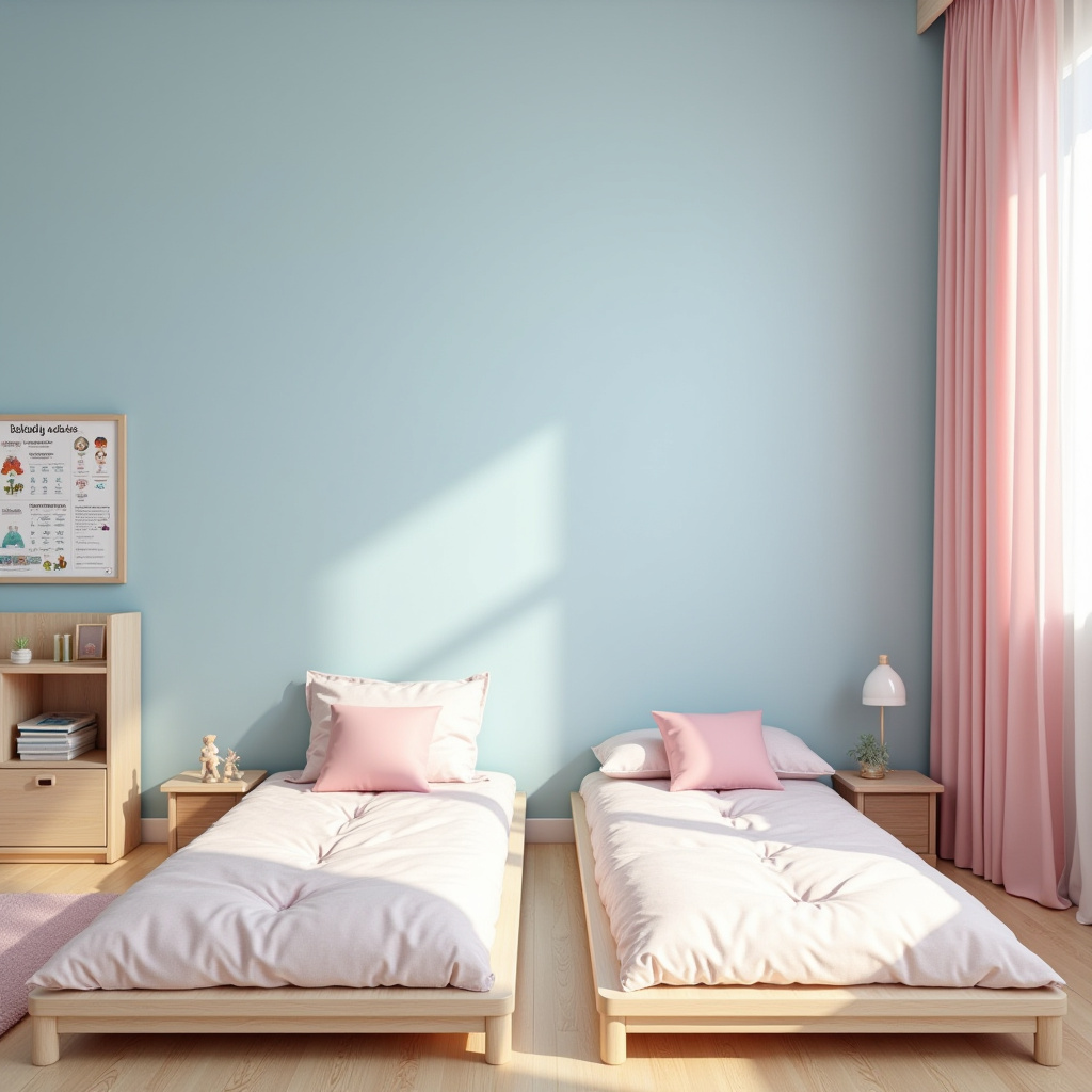 blue and pink bedroom for kids 14