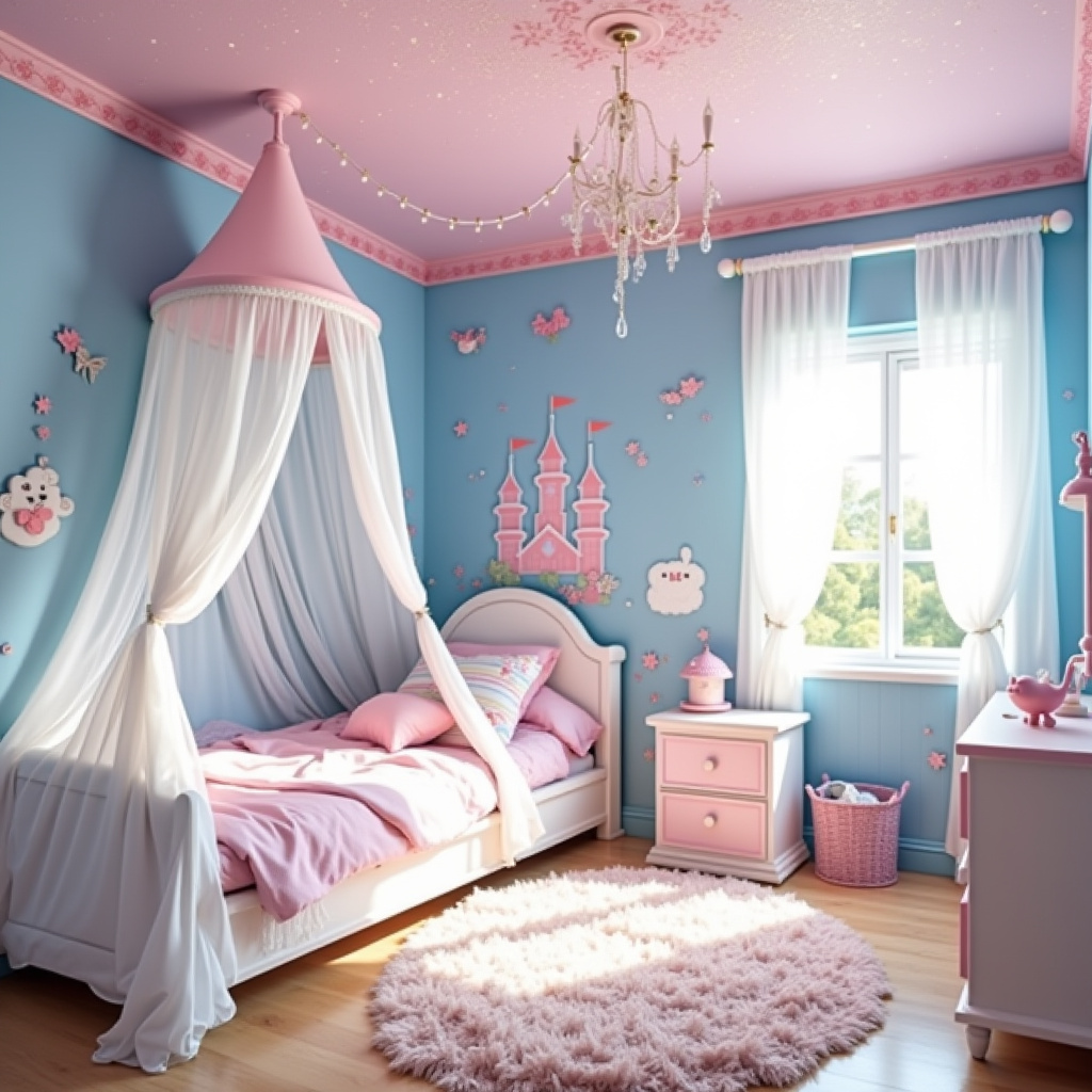 blue and pink bedroom for kids 16