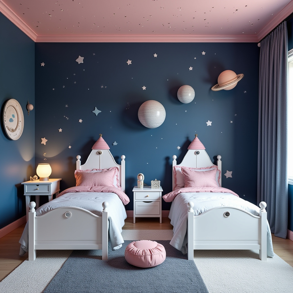blue and pink bedroom for kids 17