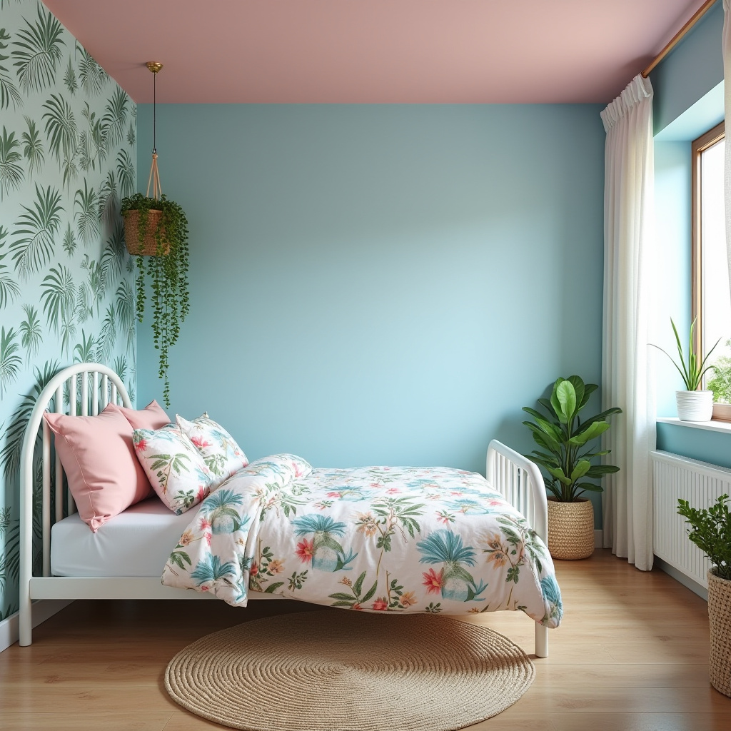 blue and pink bedroom for kids 19