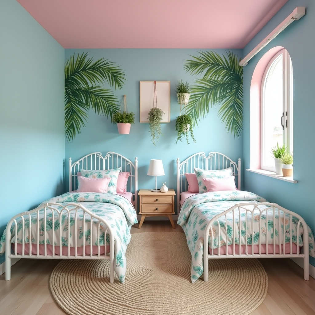 blue and pink bedroom for kids 20