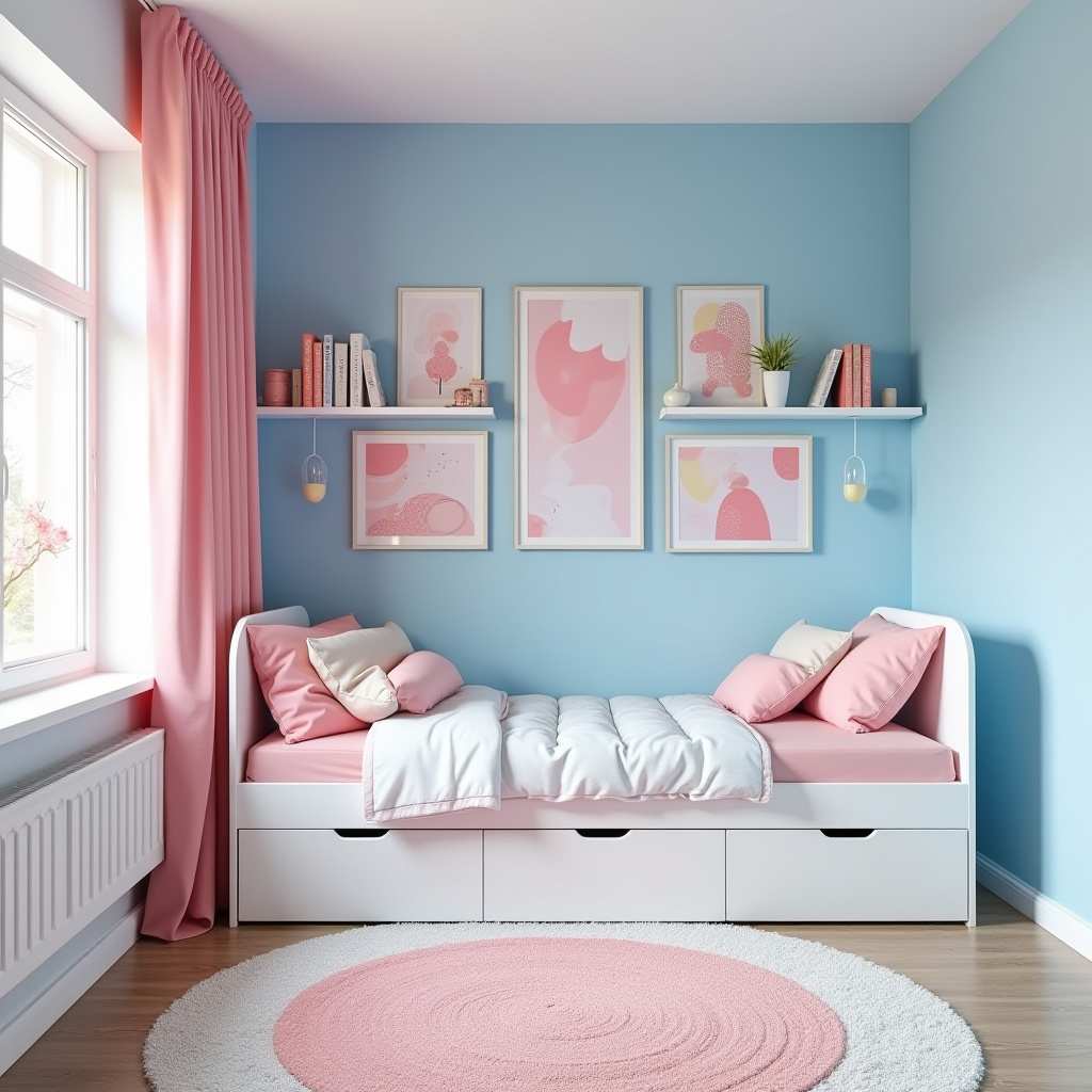 blue and pink bedroom for kids 21