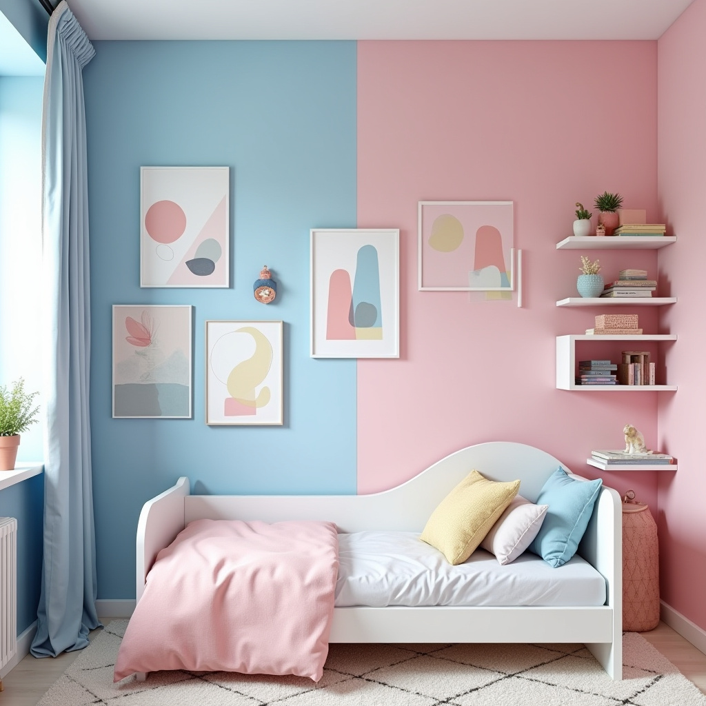 blue and pink bedroom for kids 22