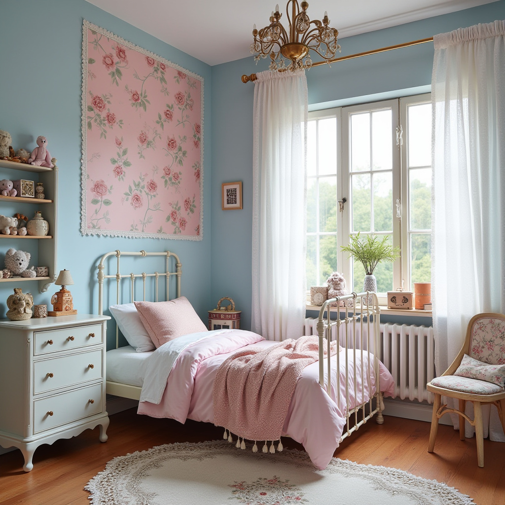 blue and pink bedroom for kids 23