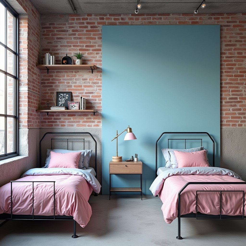 blue and pink bedroom for kids 29