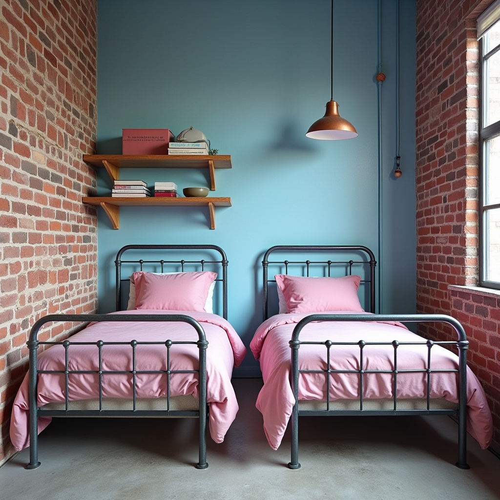 blue and pink bedroom for kids 30