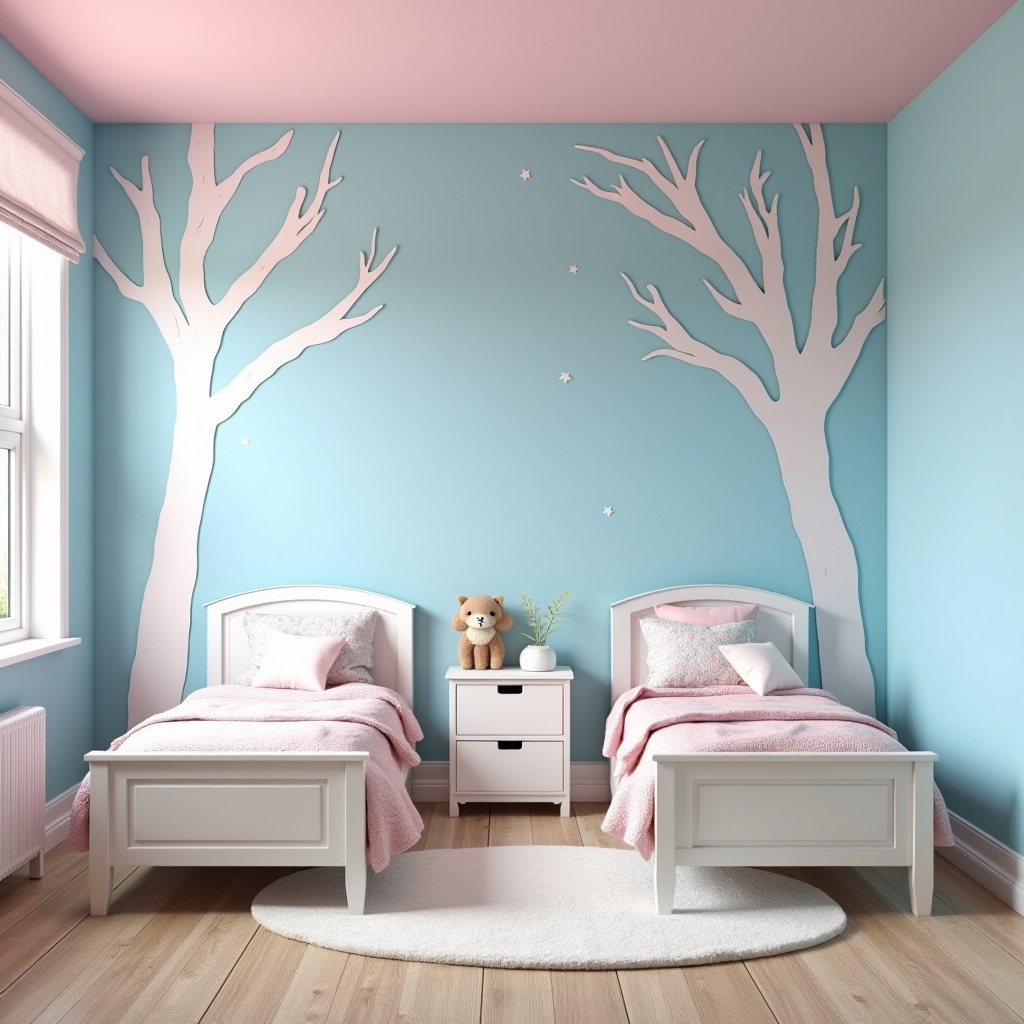 blue and pink bedroom for kids 32