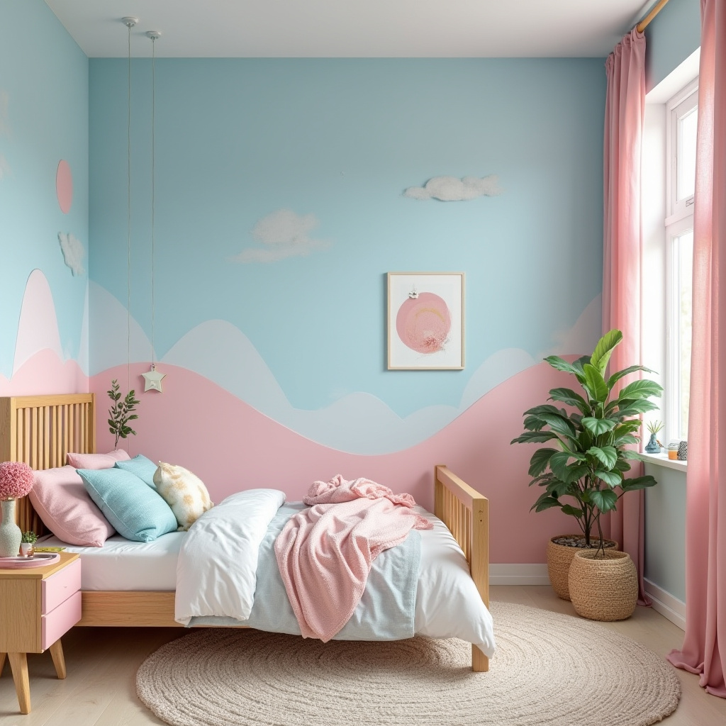 blue and pink bedroom for kids 35