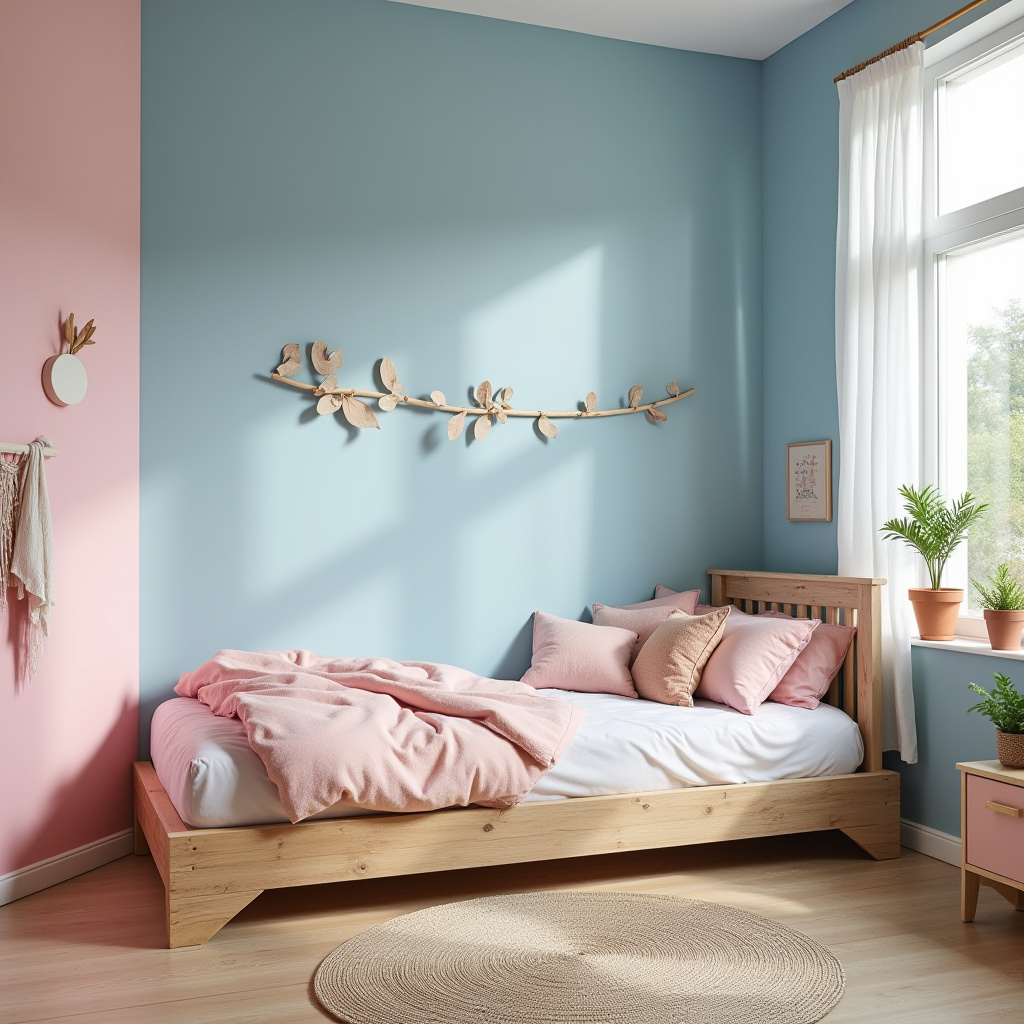blue and pink bedroom for kids 36