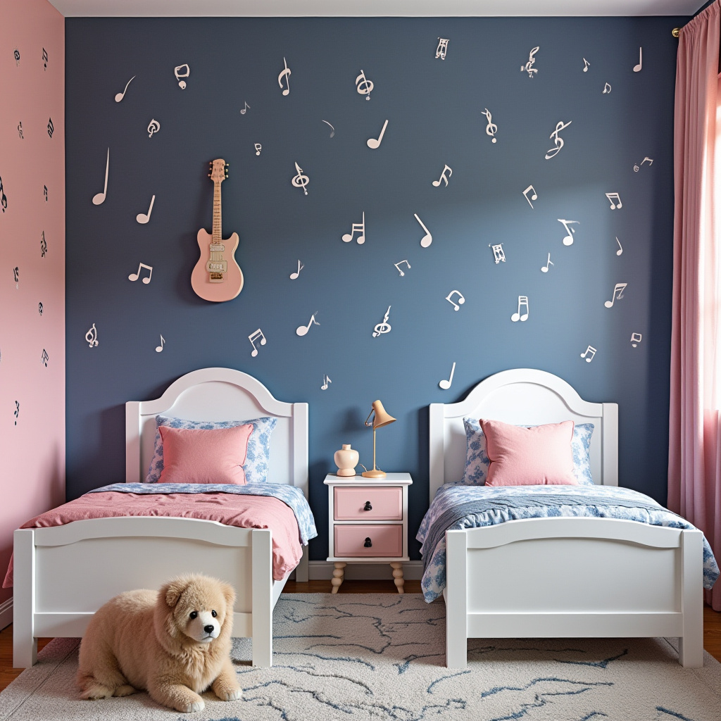 blue and pink bedroom for kids 37