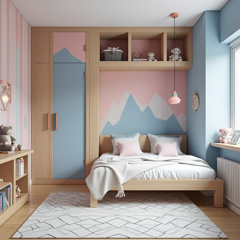 blue and pink bedroom for kids 4