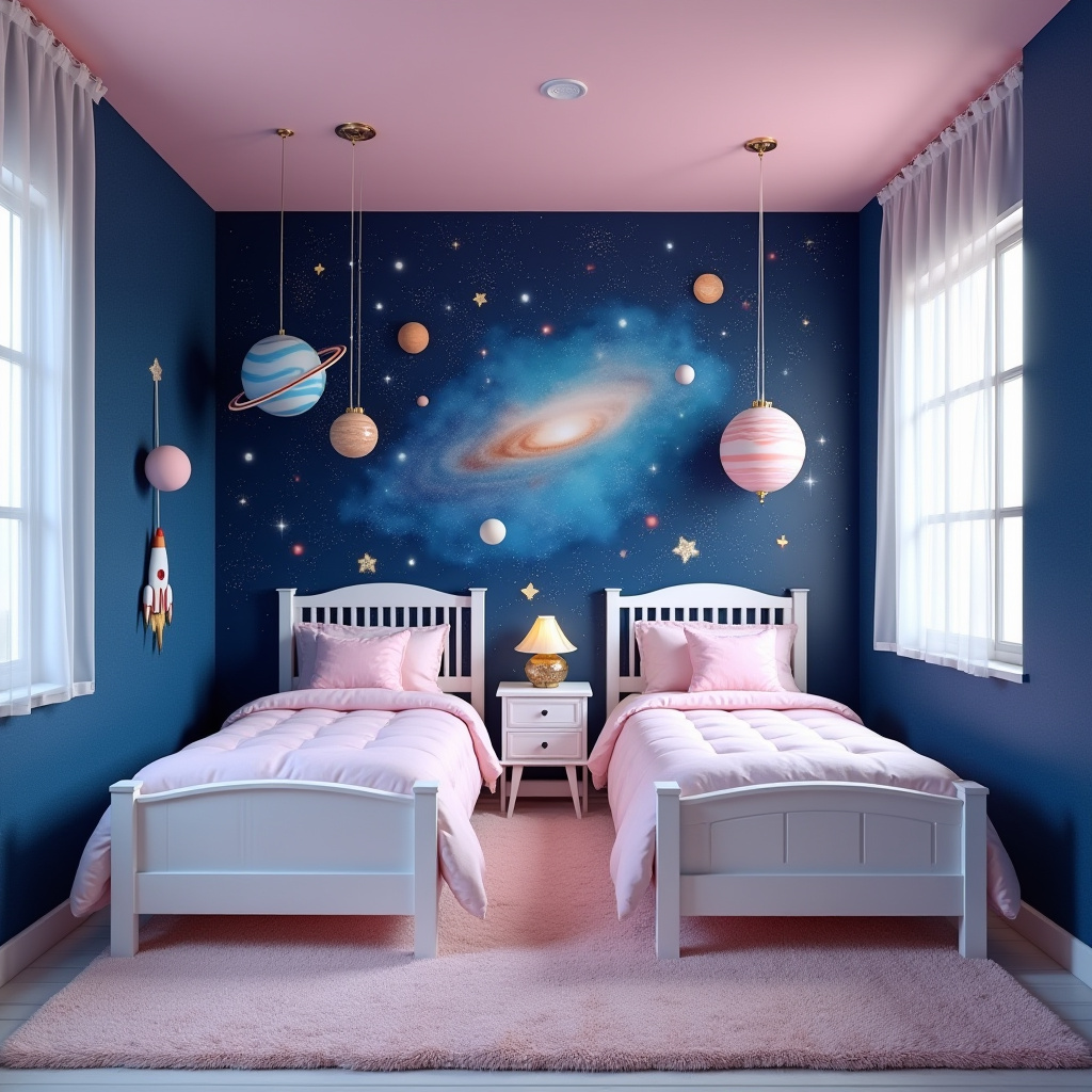 blue and pink bedroom for kids 40