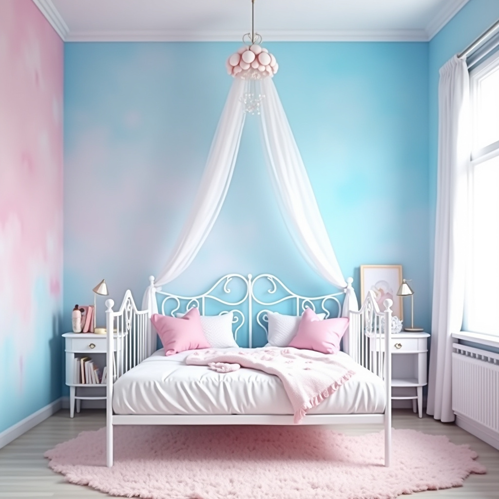 blue and pink bedroom for kids 8