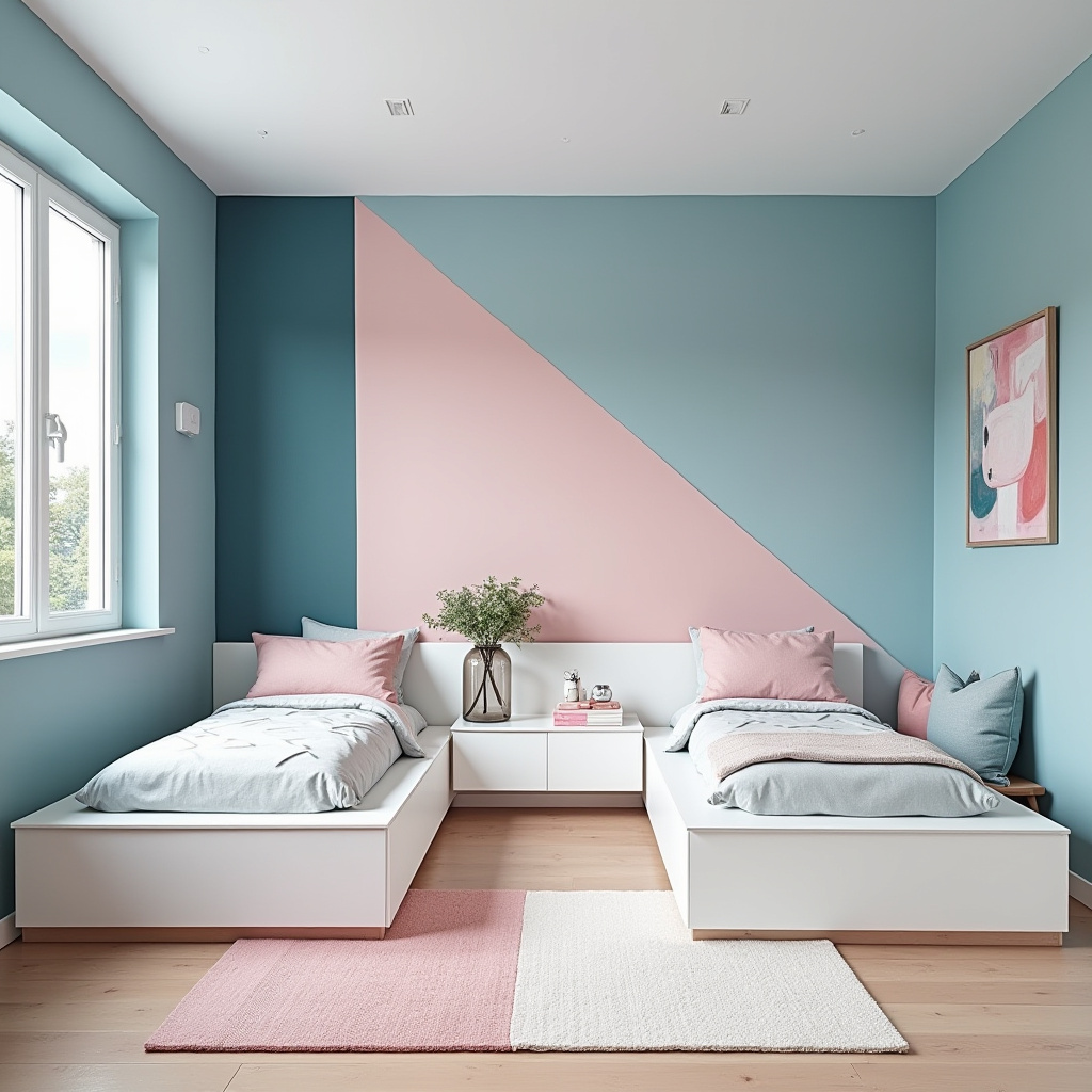 blue and pink bedroom for kids 9