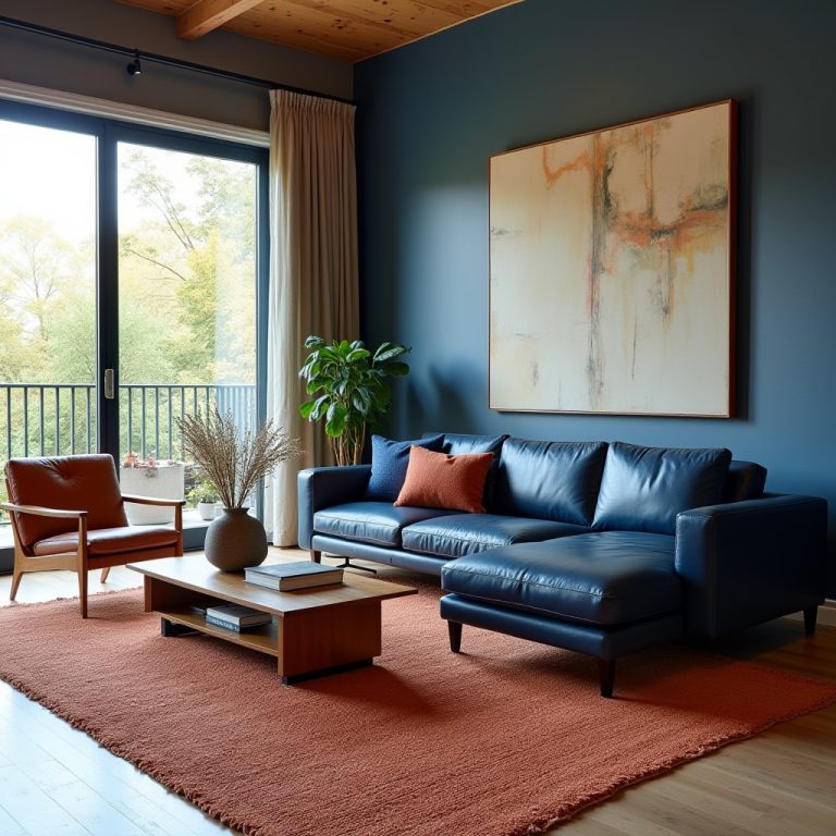 blue and terracotta living room 1