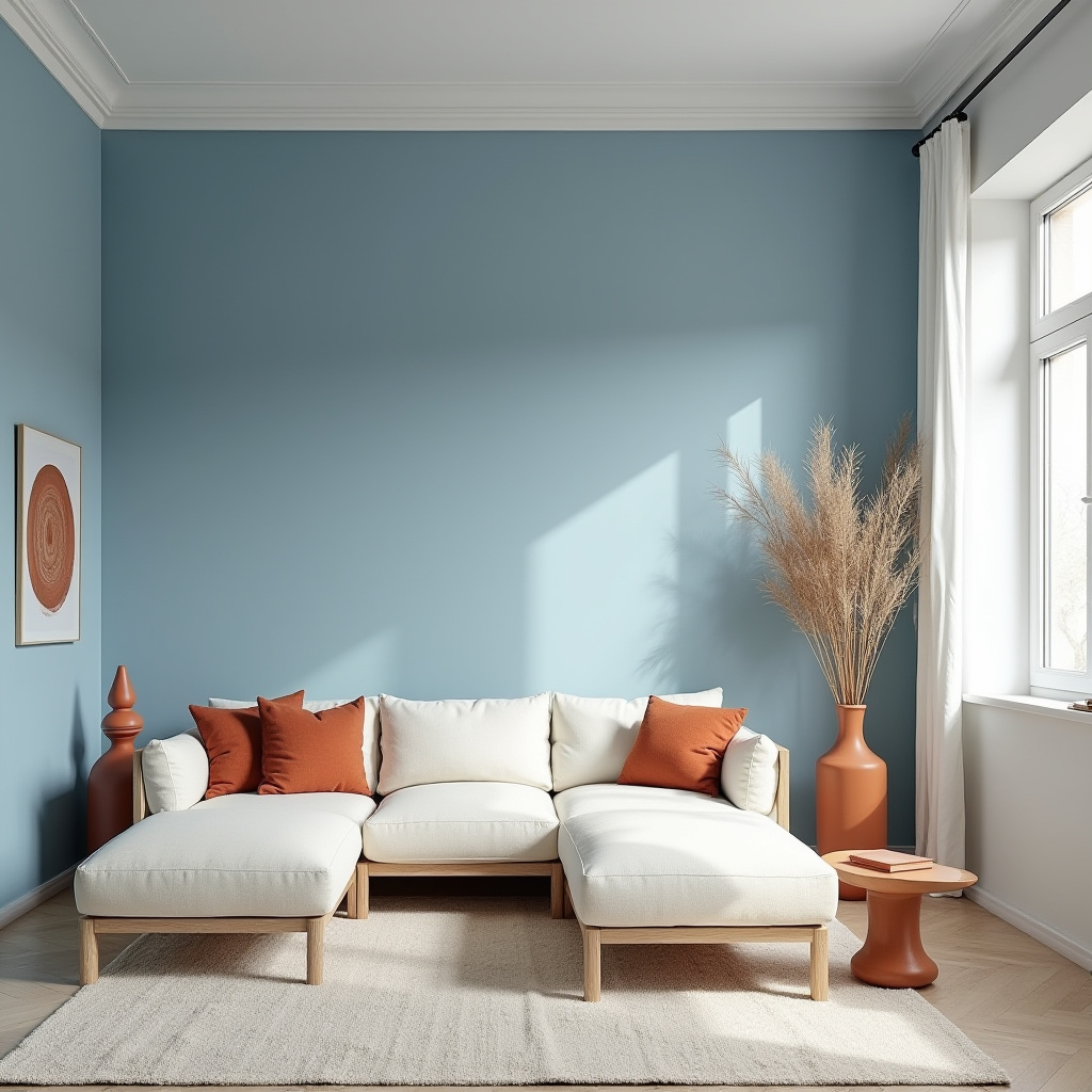 blue and terracotta living room 12