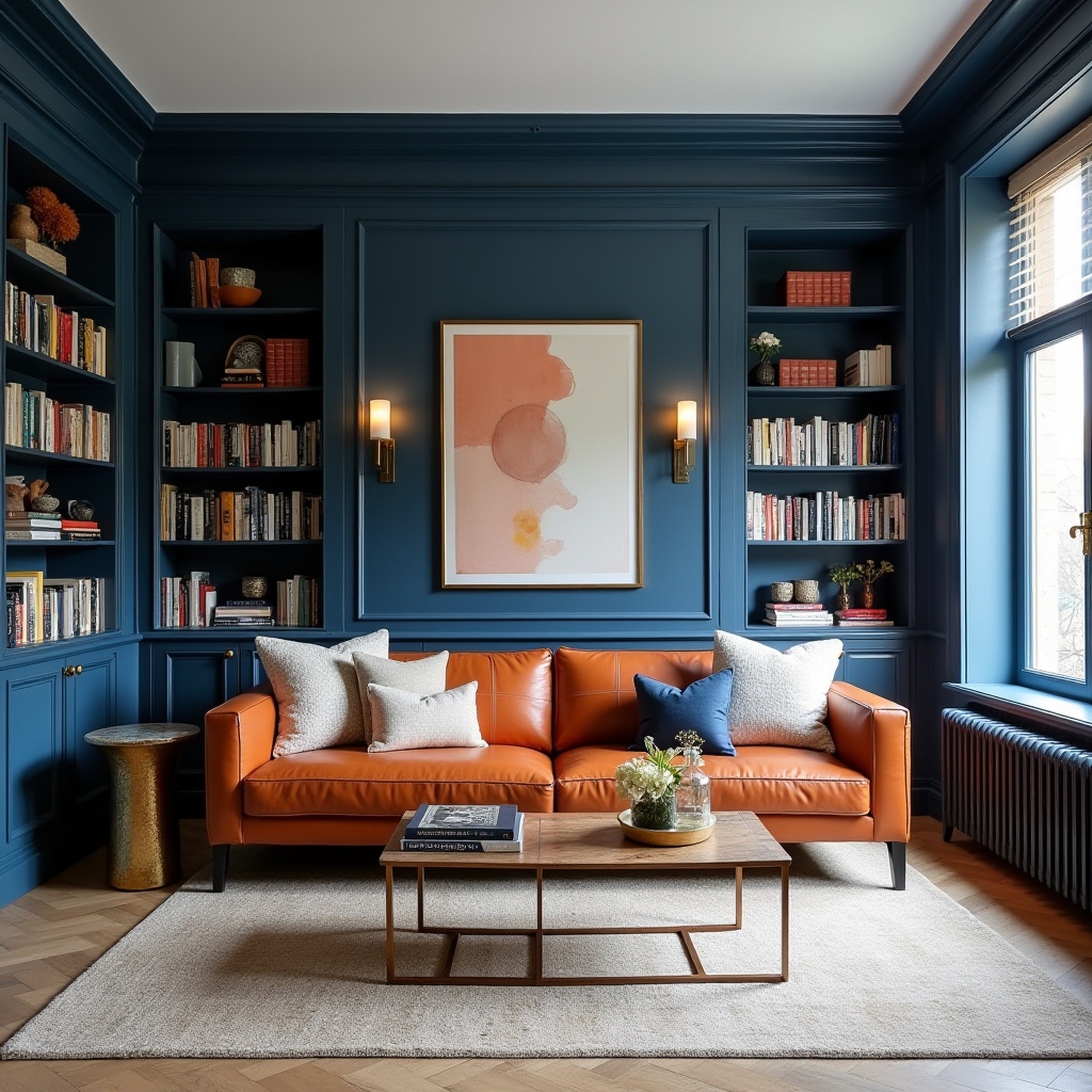 blue and terracotta living room 19