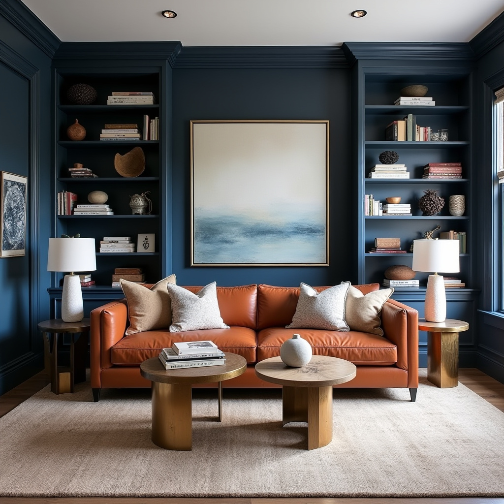 blue and terracotta living room 20
