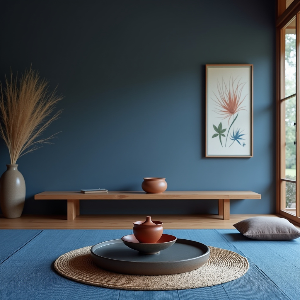 blue and terracotta living room 23