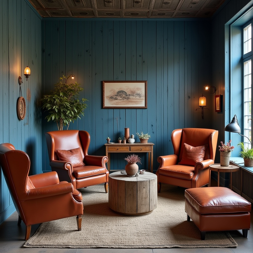 blue and terracotta living room 25