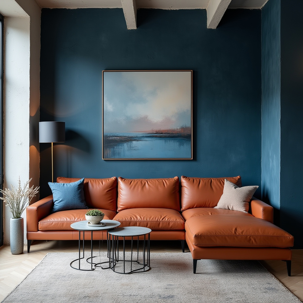 blue and terracotta living room 27