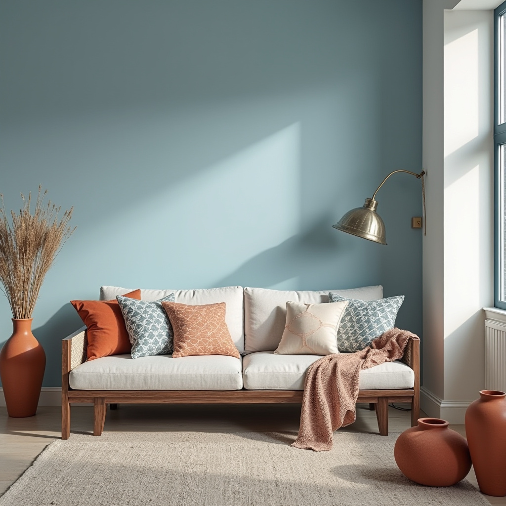 blue and terracotta living room 3