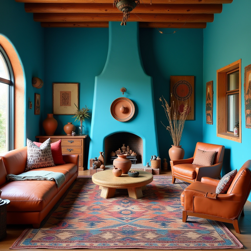 blue and terracotta living room 31