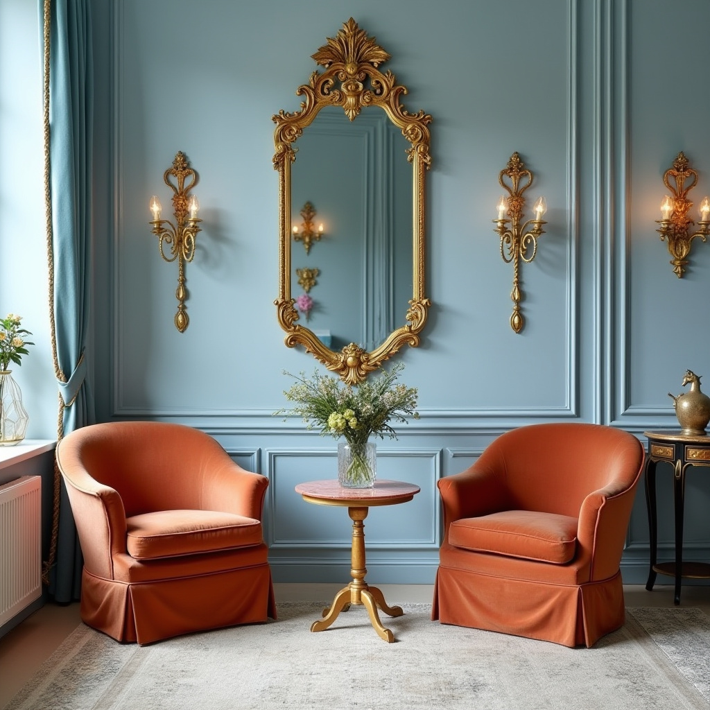blue and terracotta living room 34