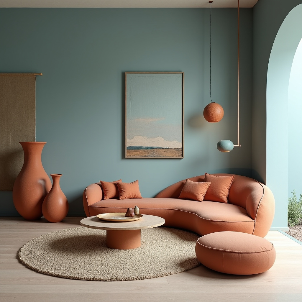 blue and terracotta living room 36